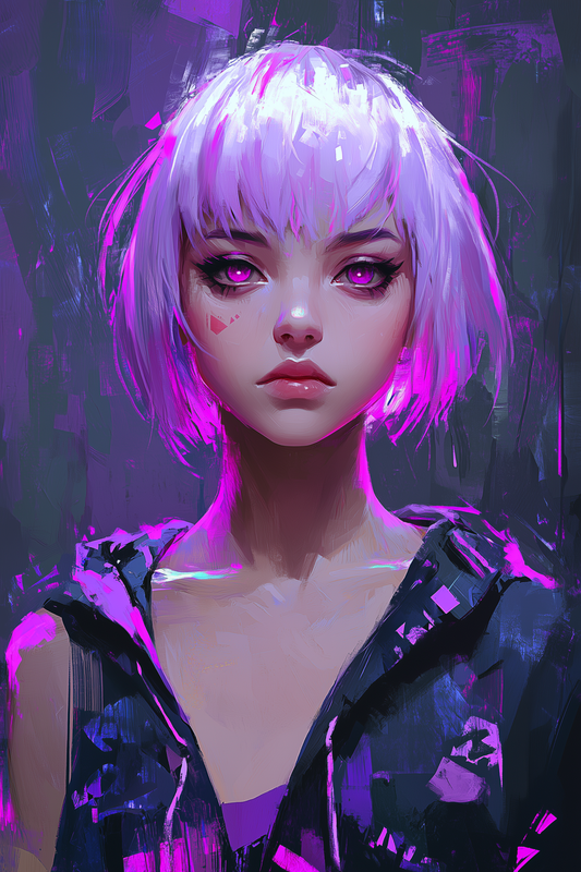 pink-haired, pink-eyed anime girl