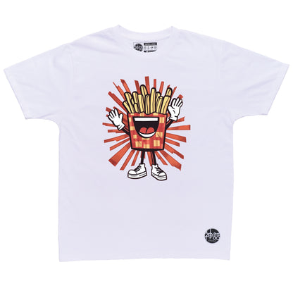 french fries graphic in white t-shirt by Shinwa, streetwear brand from the Philippines